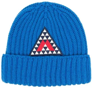 Logo-Patch Ribbed Beanie