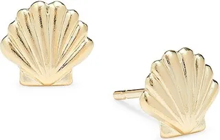 14K Yellow Gold Shell Stud Earrings