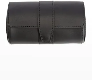 Personalized Suede-Lined Leather Double Watch Roll