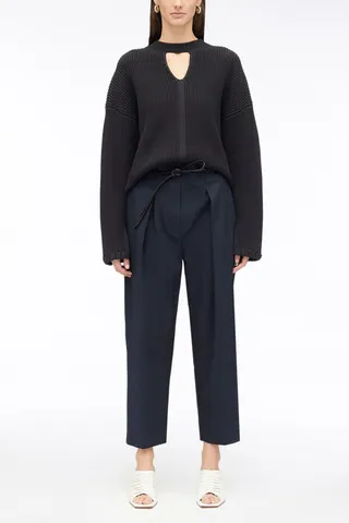 Chunky Cotton Rib V-Neck Pullover in midnight multi