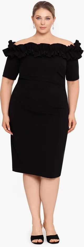 Short Scuba Crepe Ruffle Top Dress