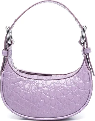 BY FAR- Mini Soho Croco Embossed Leather Shoulder Bag