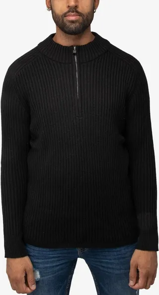 X-Ray Men's Ribbed Mock Neck Quarter-Zip Sweater