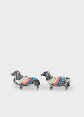 Silver 'Dog In Jumper' Cufflinks