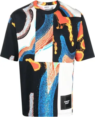 abstract-print cotton T-shirt