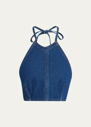 Denim Halter Crop Top