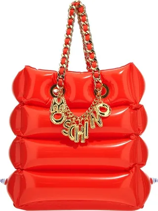 Moschino Logo-Lettering Inflatable Chain-Linked Shoulder Bag