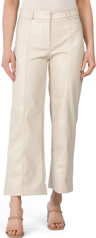 Faux Leather Straight Leg Cropped Pants