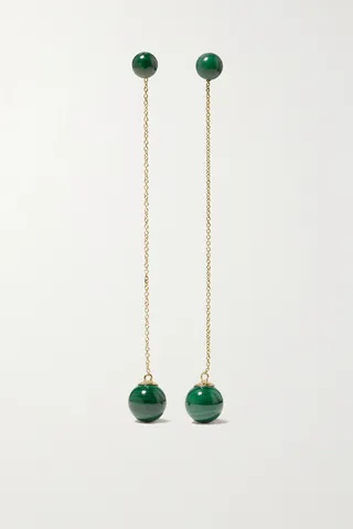Mateo - Convertible 14-karat Gold Malachite Earrings - One size