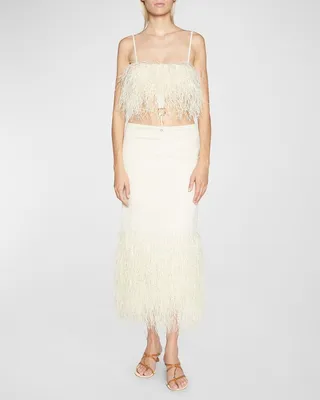 La Robe Raphia Two-Piece Dress with Feathers