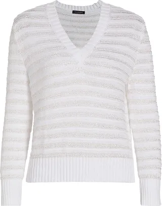 Textured Stripe V-Neck Sweater