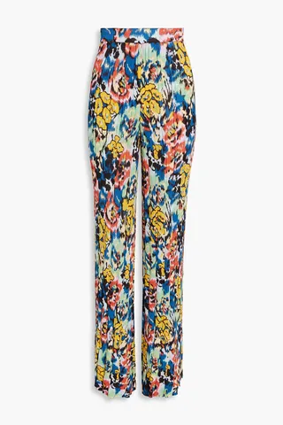 Crochet-knit cotton wide leg pants