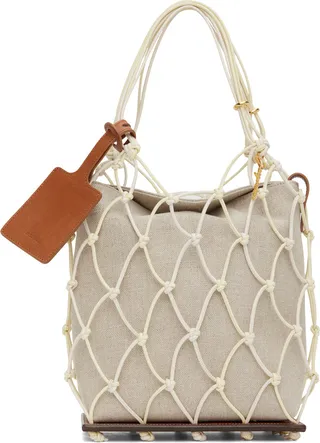 Jacquemus Beige & Yellow Le Raphia 'Le Petit Filet Pralu' Tote