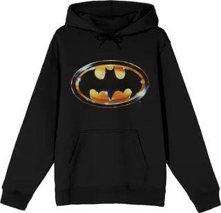 DC Comic Book Batman Logo Men's Black Graphic Print Hooded Sweatshirt- XXL