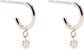 18kt White Gold Diamond Hoop Earrings