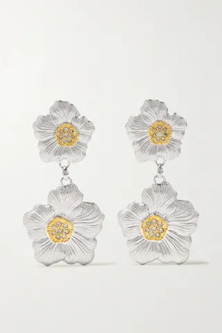 Buccellati - Gardenia Silver And Gold Vermeil Diamond Earrings - One size