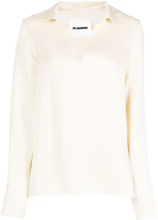V-Neck Long-Sleeved Blouse