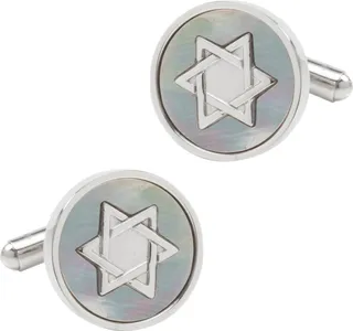 Men's Star of David Mother of Pearl Stainless Steel Cufflinks