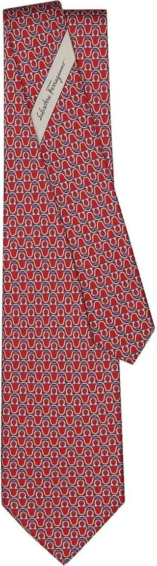 Gancini-print silk tie