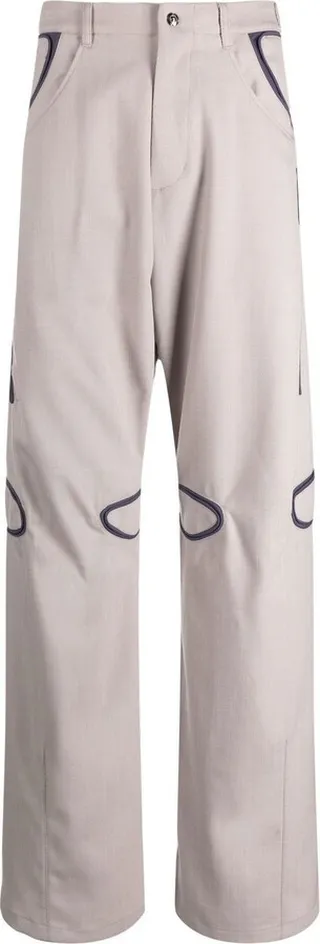 Contrast Piped Straight Trousers