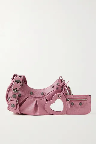 Balenciaga - Cagole Xs Studded Metallic Canvas Shoulder Bag - Pink