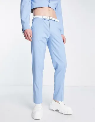 ASOS DESIGN slim suit pants in pale blue
