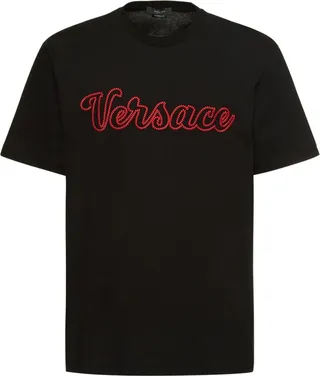 Logo embroidery cotton jersey t-shirt
