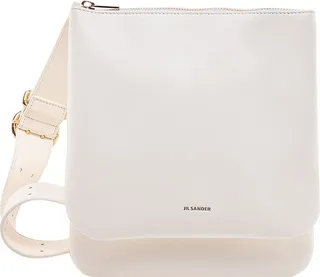 Leather shoulder bag with logo print