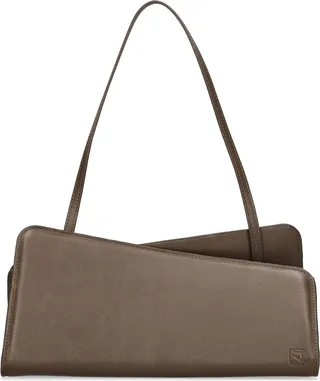 Slant leather shoulder bag