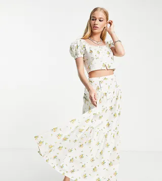 Reclaimed Vintage limited edition inspired tiered midi skirt in floral print - part of a set