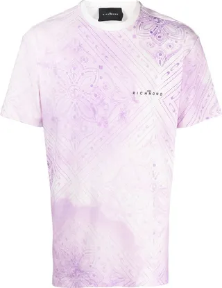 patterned logo-print T-shirt