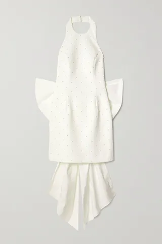 Rebecca Vallance - Perle Bow-detailed Faux Pearl-embellished Stretch-cloqué Mini Dress - Ivory