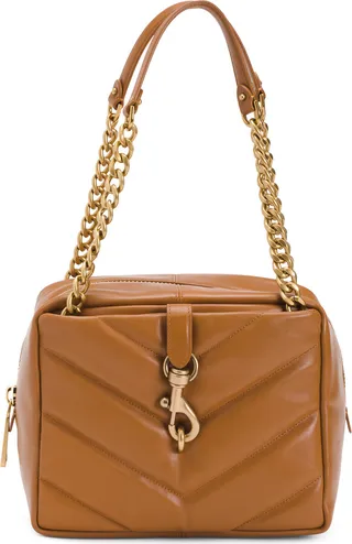 Leather Edie Maxi Quilted Top Zip Shoulder Bag