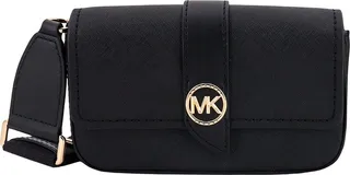 Leather shoulder bag with frontal monogram