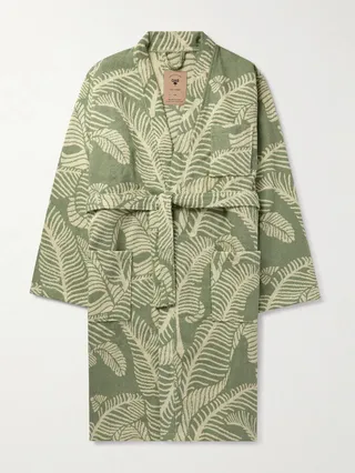 The Banana Leaf Printed Cotton-Terry Robe