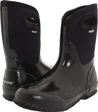 Bogs Classic Mid Handle (Black Shiny) Women's Waterproof Boots