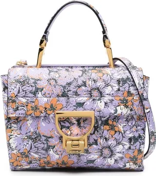 Beat floral-print leather bag