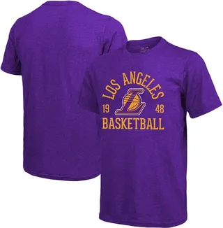 Men's Majestic Threads Heathered Purple Los Angeles Lakers Ball Hog Logo Tri-Blend T-shirt