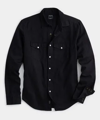Cotton Twill Western Shirt In Black