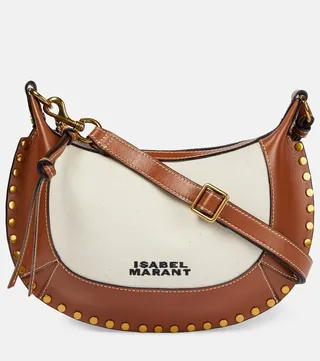 Oskan Moon leather and canvas shoulder bag