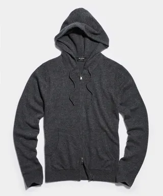 Cashmere Full Zip Hoodie in Charcoal