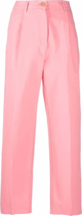 Straight-Leg Paperbag Trousers