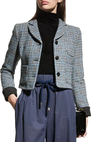 Cropped Plaid Wool Jacket