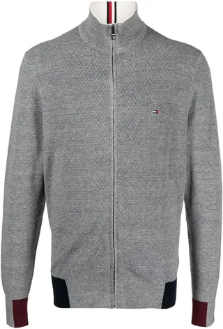 Embroidered-Logo Zip-Up Jumper