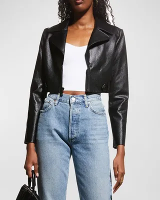 Yardley Vegan-Leather Cropped Jacket