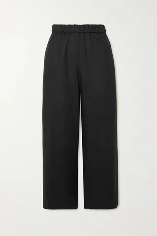 Max Mara - Leisure Edmond Cropped Linen Wide-leg Pants - Black
