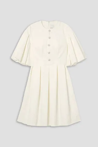 Jaime embellished lace-paneled pleated cotton-blend mini dress
