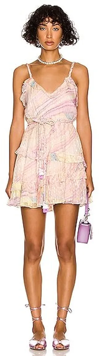 ROCOCO SAND Eira Belted Mini Dress in Blush