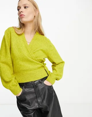 & Other Stories wrap cardigan in yellow