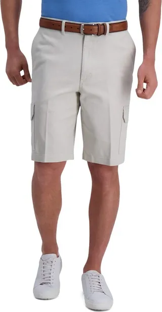 Haggar Men's Straight Fit Stretch Twill Cargo Short 34 x 10" - Putty